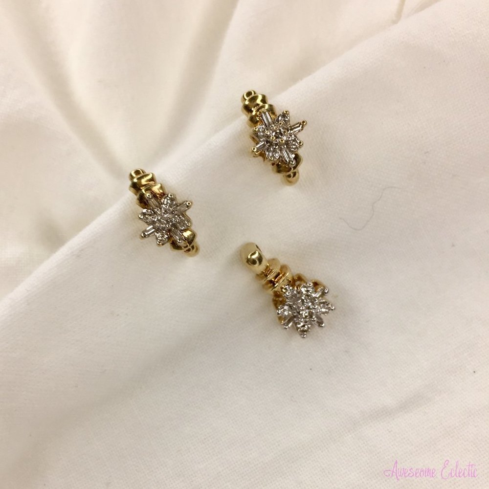 Diamond Flower/Starburst Earrings & Pendant Set - 10k
